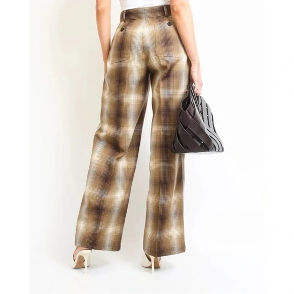 Christian Dior Tartan Wool Plaid Wide Leg Pants - Picture 3 of 12